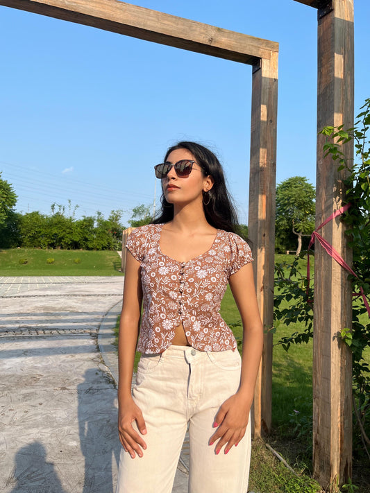 Mehar Button Up Indo western Top